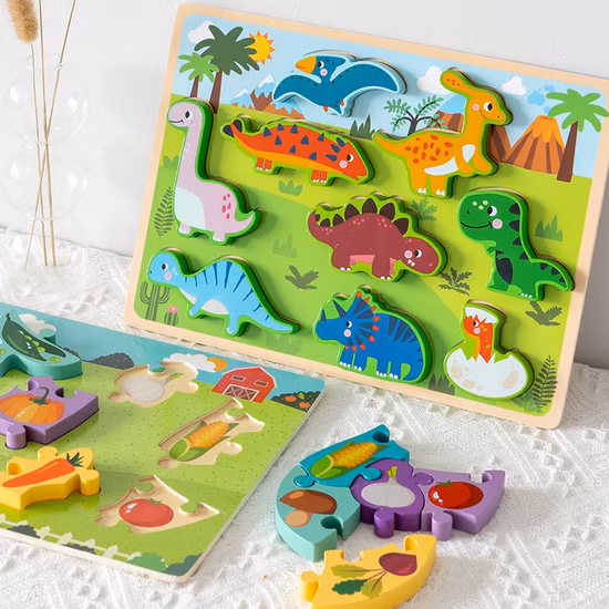 Quebra-cabeça 3D de madeira Montessori Shape Sorting Game Brinquedos para educação infantil