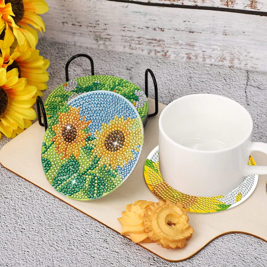 New Style Sunflower Acrylic Diamond Painting Coaster DIY Cup Mat